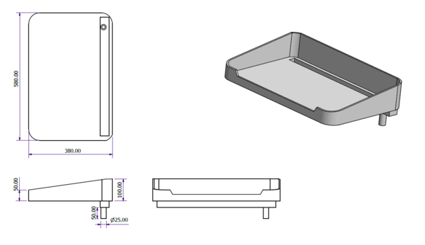 BB12RH High Sided Small Bait Board with Rod Holder Mount