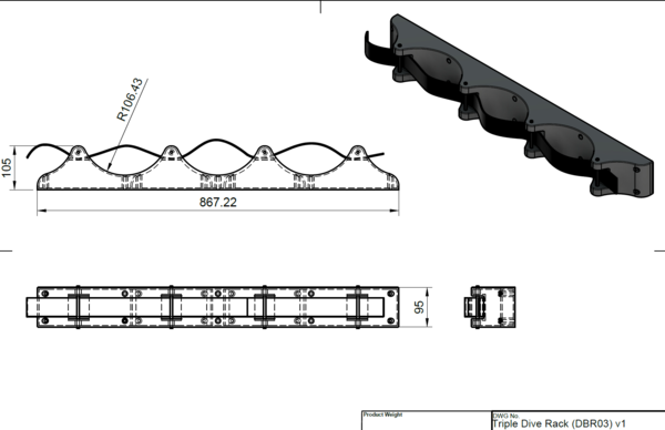 DBR03 - 3 Bottle Rack