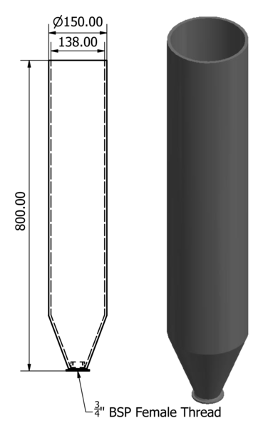 TTS01 Single Medium Tube Pointed Base